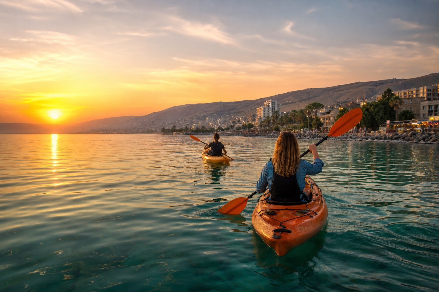 Sunset paddle on the Sea of Galilee